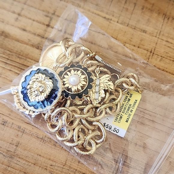 Gold-Tone Crystal & Imitation Pearl Nature-Theme Charm Necklace, 17" + 2" extend - Picture 3 of 6